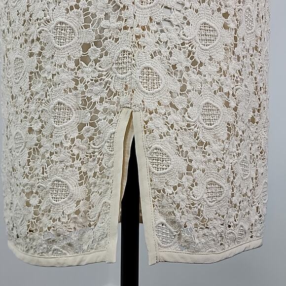 Nanette Lepore Crocheted Lace Sheath Midi Dress in Ivory Cream Size 0 - Picture 9 of 16